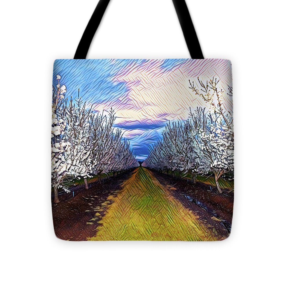 Landscape Blooms with Colorful Background - Tote Bag