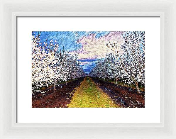 Landscape Blooms with Colorful Background - Framed Print