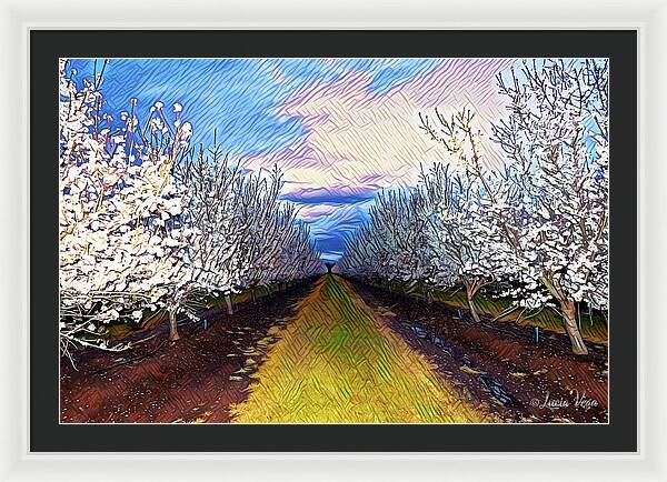 Landscape Blooms with Colorful Background - Framed Print
