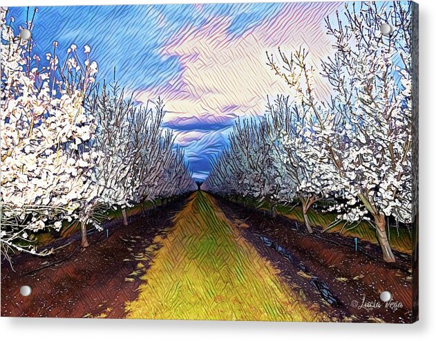 Landscape Blooms with Colorful Background - Acrylic Print