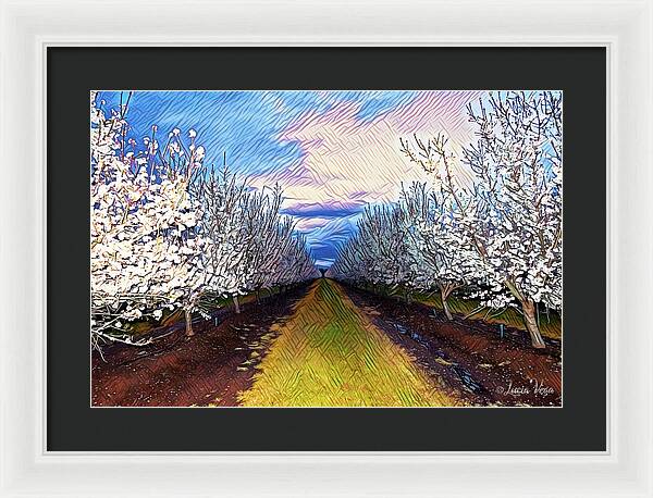 Landscape Blooms with Colorful Background - Framed Print
