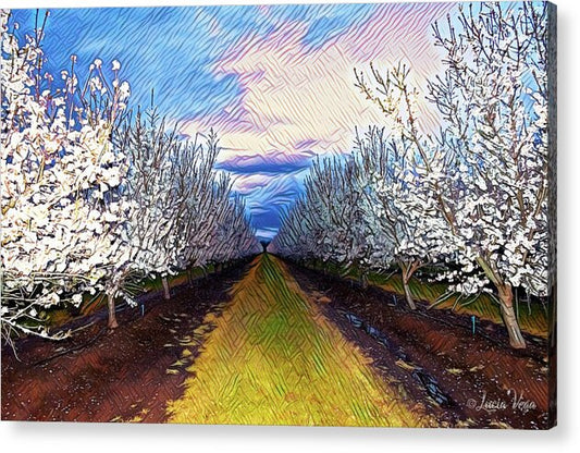 Landscape Blooms with Colorful Background - Acrylic Print