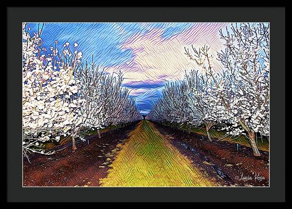 Landscape Blooms with Colorful Background - Framed Print