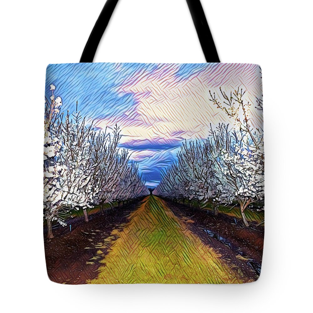 Landscape Blooms with Colorful Background - Tote Bag