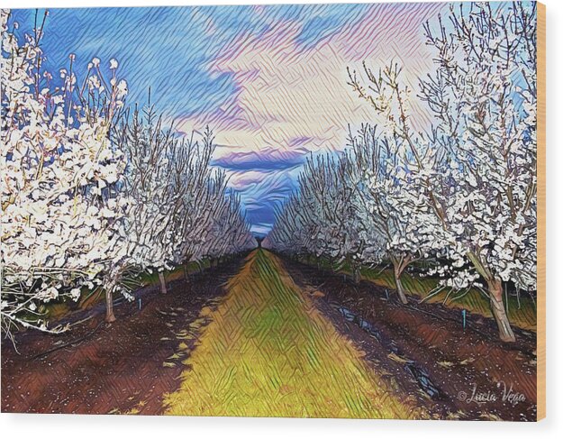 Landscape Blooms with Colorful Background - Wood Print