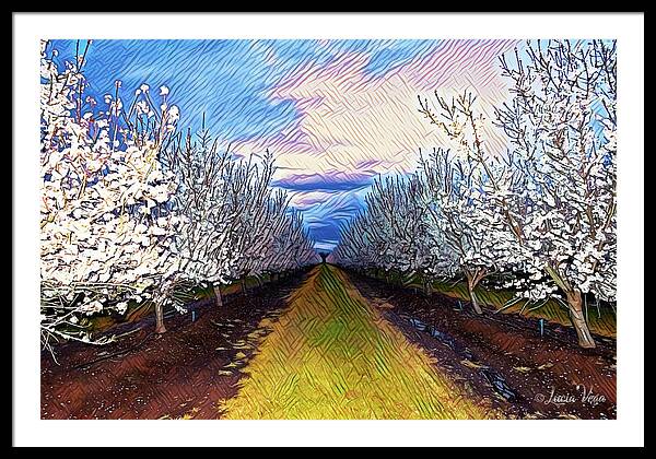 Landscape Blooms with Colorful Background - Framed Print