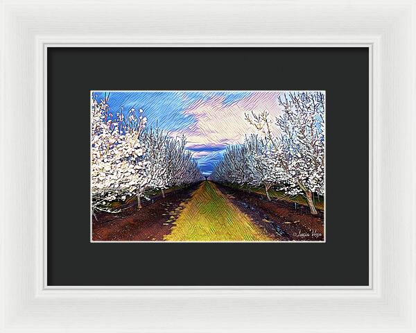 Landscape Blooms with Colorful Background - Framed Print