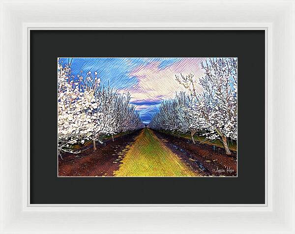 Landscape Blooms with Colorful Background - Framed Print