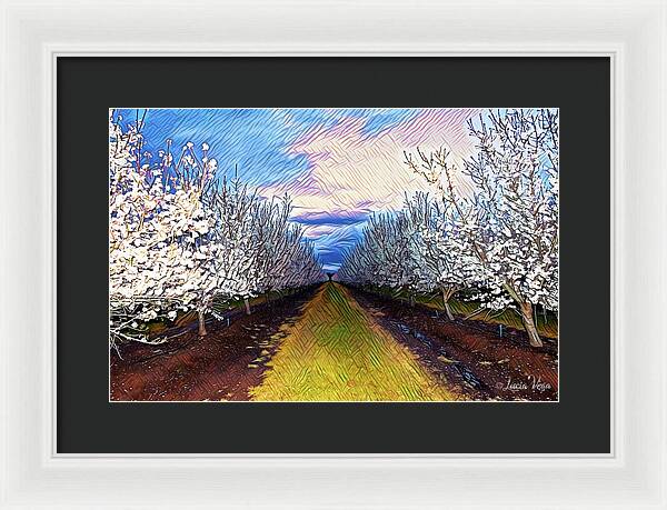 Landscape Blooms with Colorful Background - Framed Print