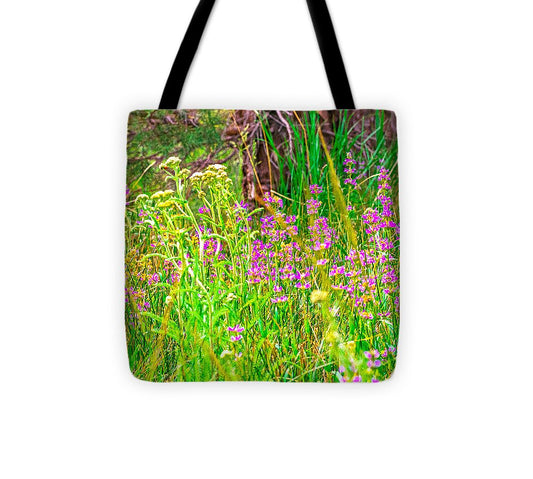 Landscape Of Purple Flowers - Tote Bag