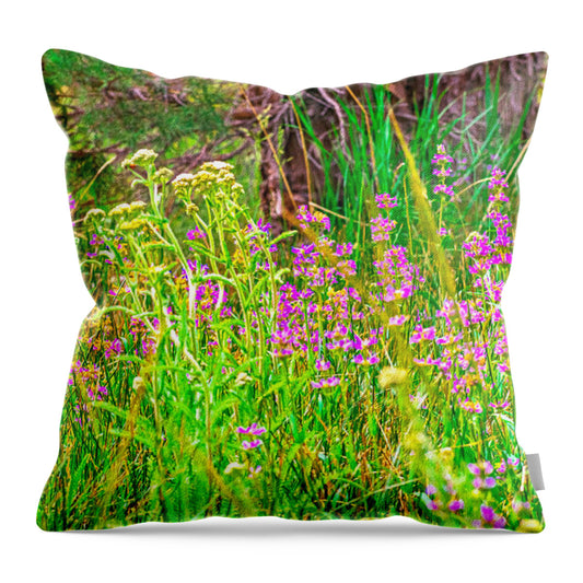 Landscape Of Purple Flowers - Throw Pillow