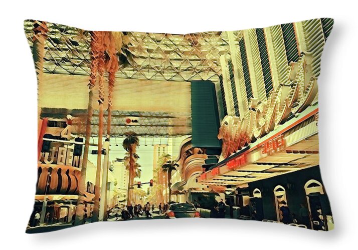 Las Vegas Nevada Old Strip Art - Throw Pillow