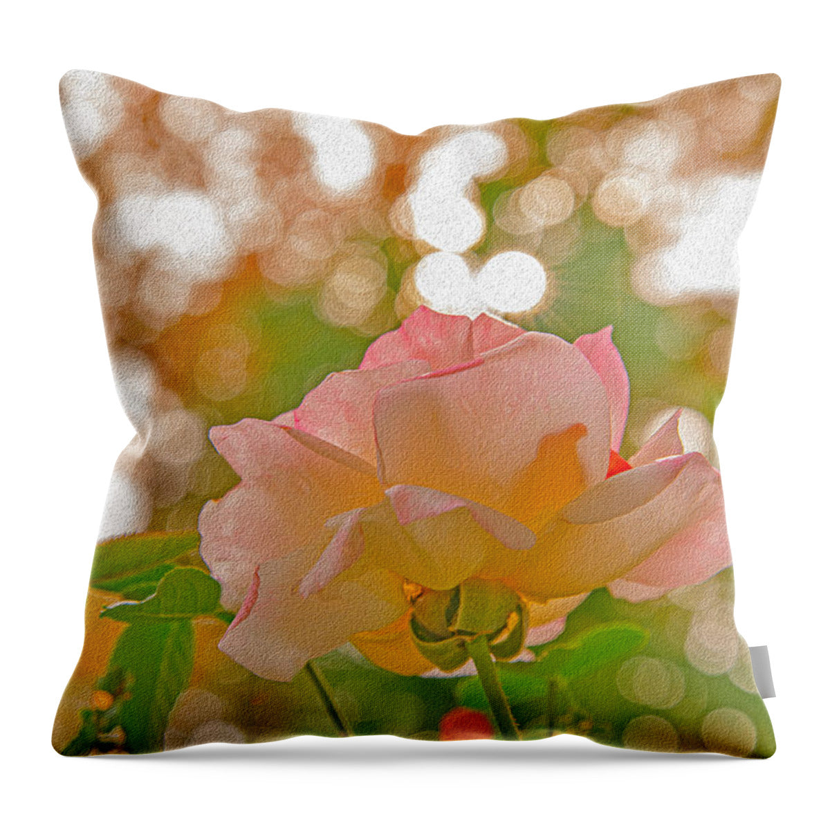 Light Pink Rose and Orbs - Throw Pillow