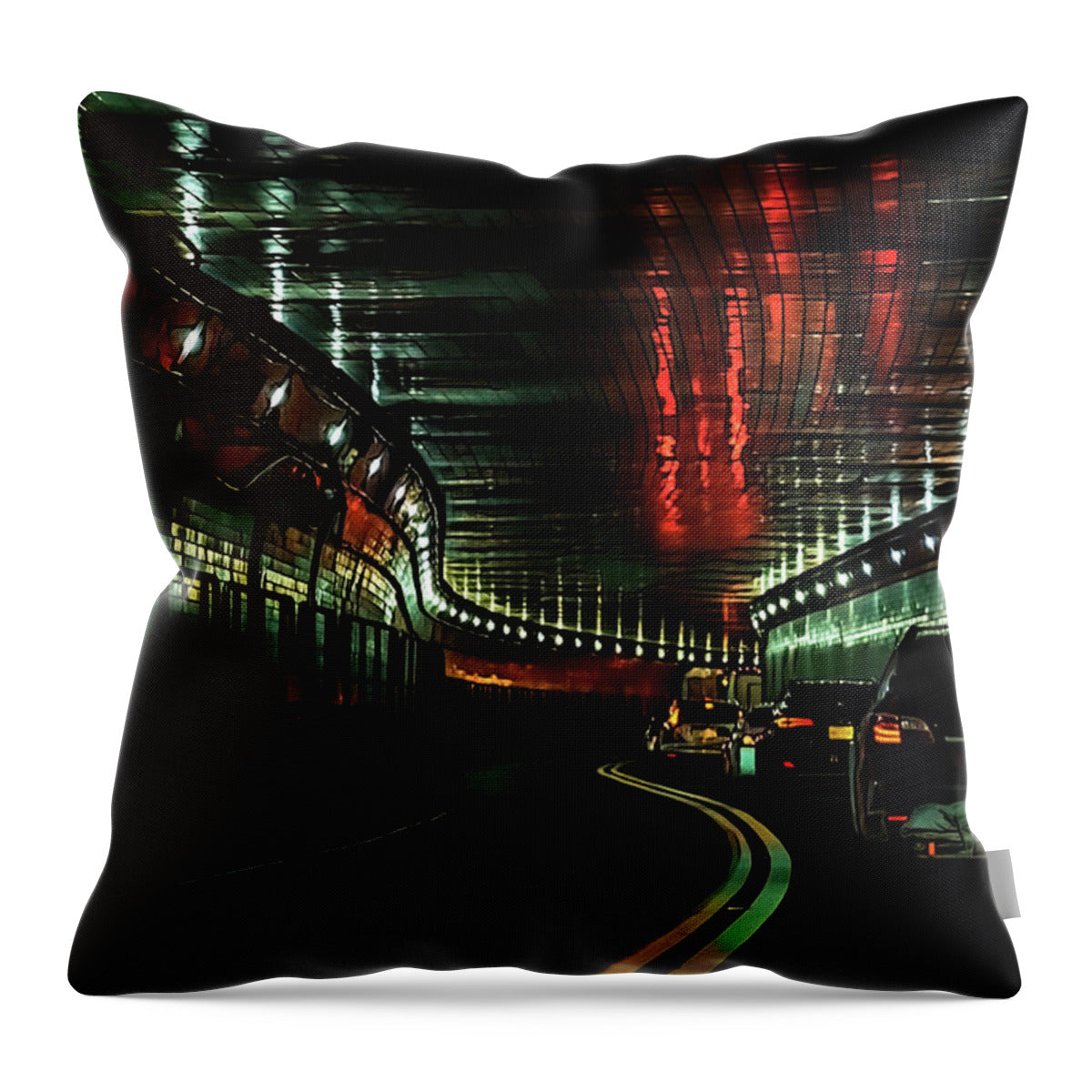 Lincoln Tunnel Show of Lights  - Throw Pillow