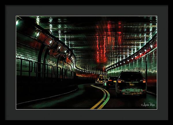 Lincoln Tunnel Show of Lights  - Framed Print