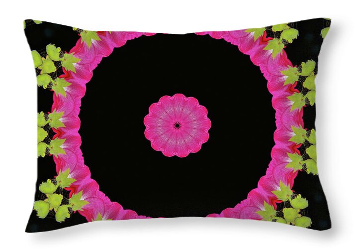 Magenta and Greens Circle Design Abstract Art - Throw Pillow