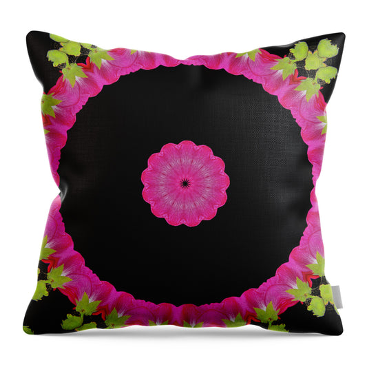 Magenta and Greens Circle Design Abstract Art - Throw Pillow