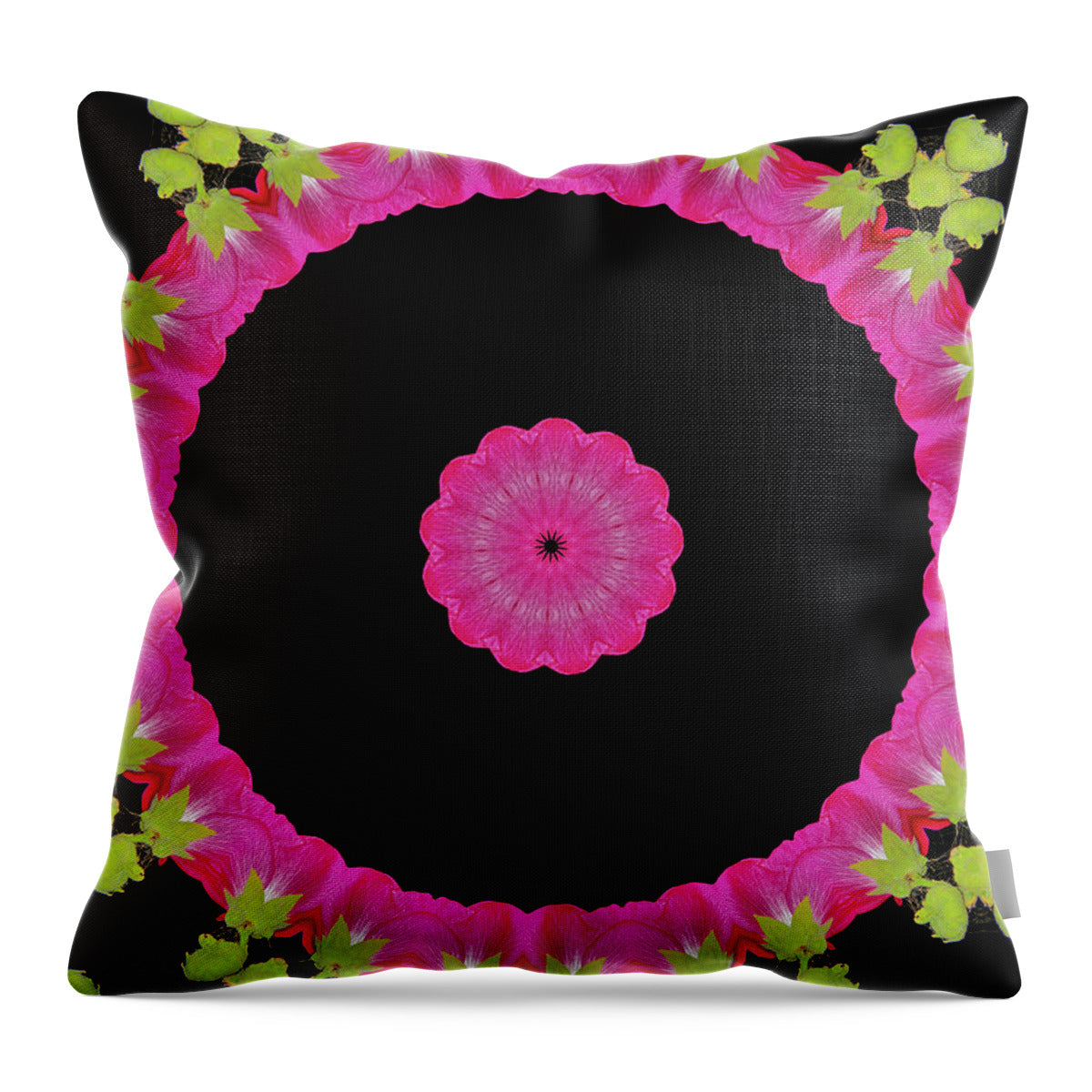 Magenta and Greens Circle Design Abstract Art - Throw Pillow