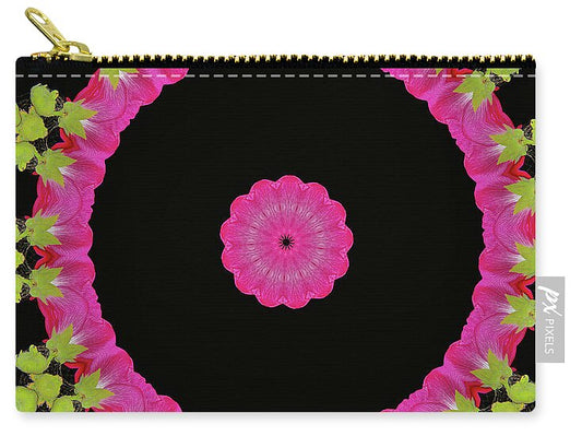 Magenta and Greens Circle Design Abstract Art - Zip Pouch