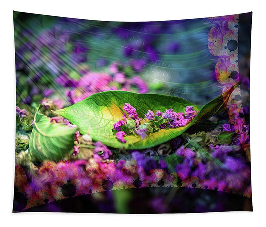 Magenta Petals Carefully Carried by a Leaf - Tapestry