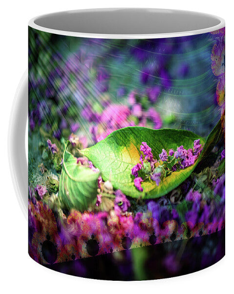 Magenta Petals Carefully Carried by a Leaf - Mug