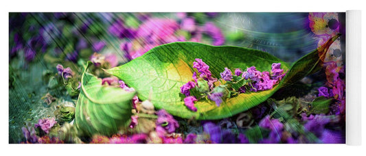 Magenta Petals Carefully Carried by a Leaf - Yoga Mat