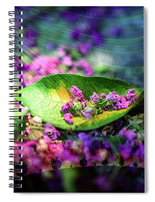 Magenta Petals Carefully Carried by a Leaf - Spiral Notebook