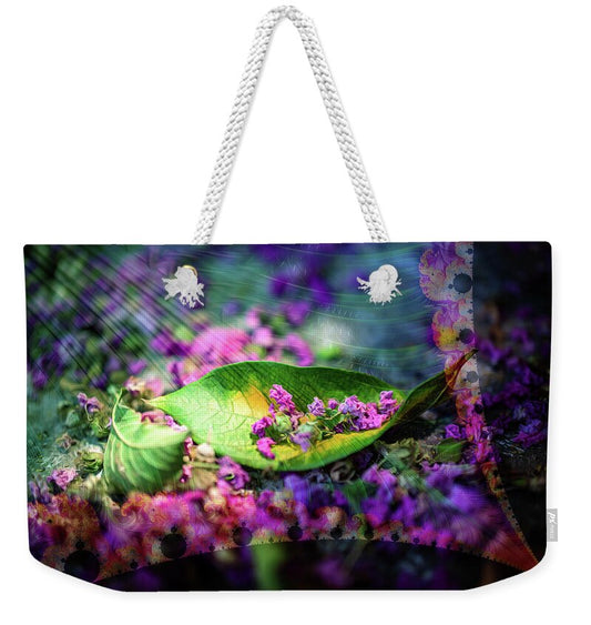 Magenta Petals Carefully Carried by a Leaf - Weekender Tote Bag