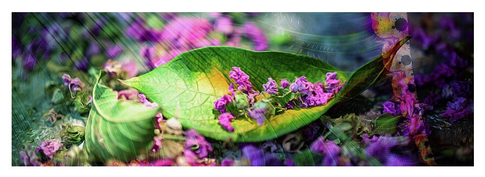 Magenta Petals Carefully Carried by a Leaf - Yoga Mat