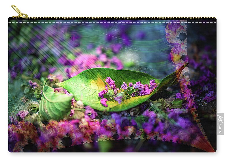 Magenta Petals Carefully Carried by a Leaf - Zip Pouch