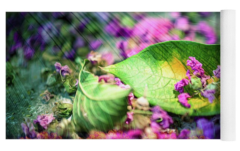 Magenta Petals Carefully Carried by a Leaf - Yoga Mat
