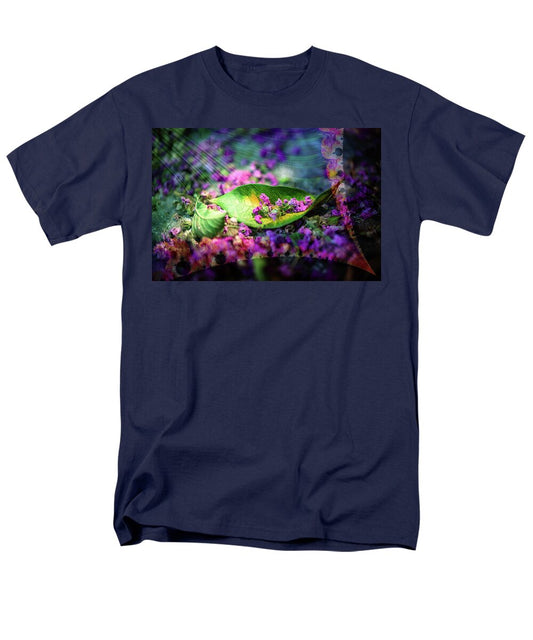 Magenta Petals Carefully Carried by a Leaf - Men's T-Shirt  (Regular Fit)