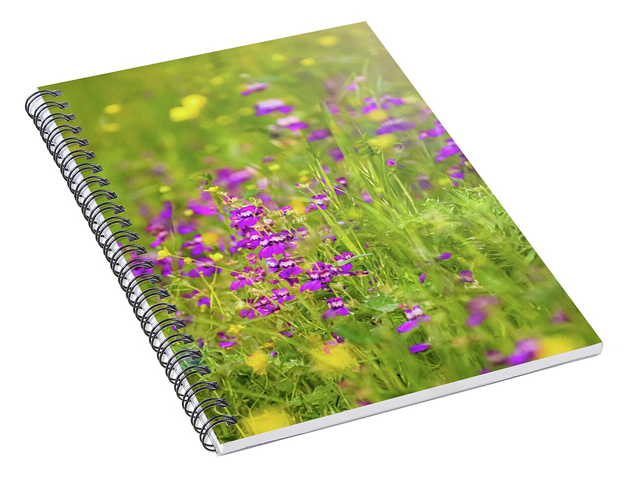 Magical Meadows with Purple and Yellow Flowers - Spiral Notebook