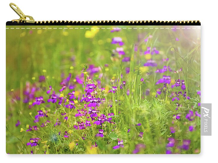 Magical Meadows with Purple and Yellow Flowers - Zip Pouch