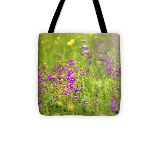 Magical Meadows with Purple and Yellow Flowers - Tote Bag