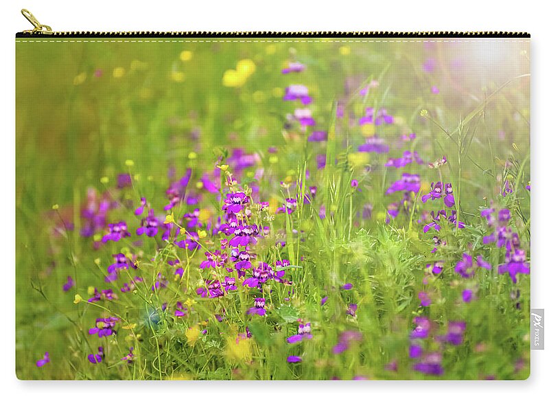 Magical Meadows with Purple and Yellow Flowers - Zip Pouch