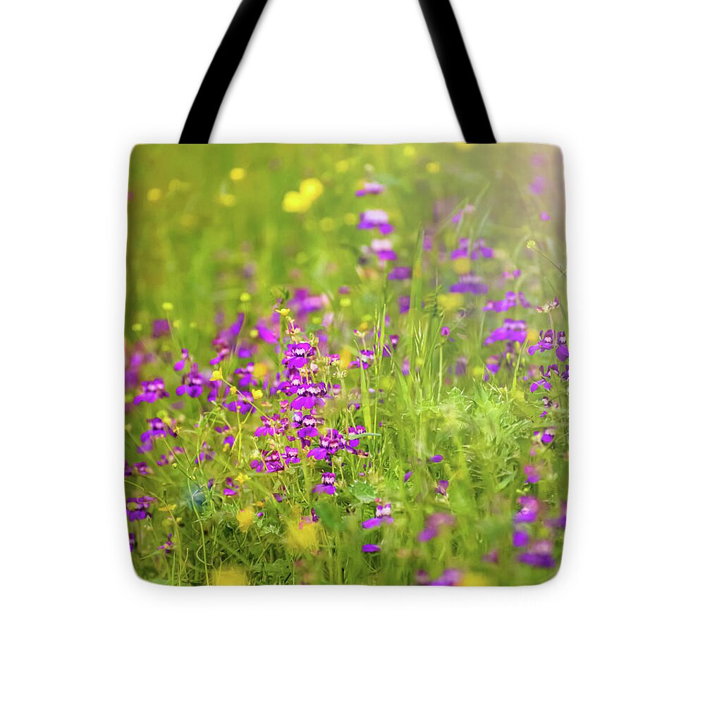 Magical Meadows with Purple and Yellow Flowers - Tote Bag