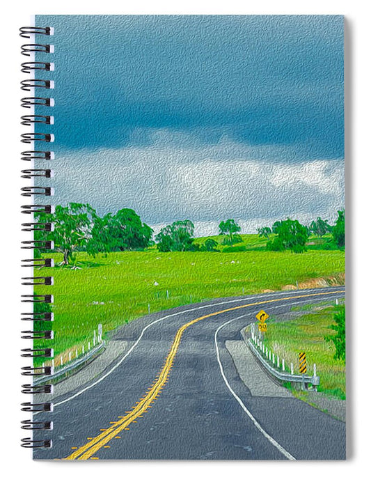 Natural Cloudy Day Road Landscape - Spiral Notebook
