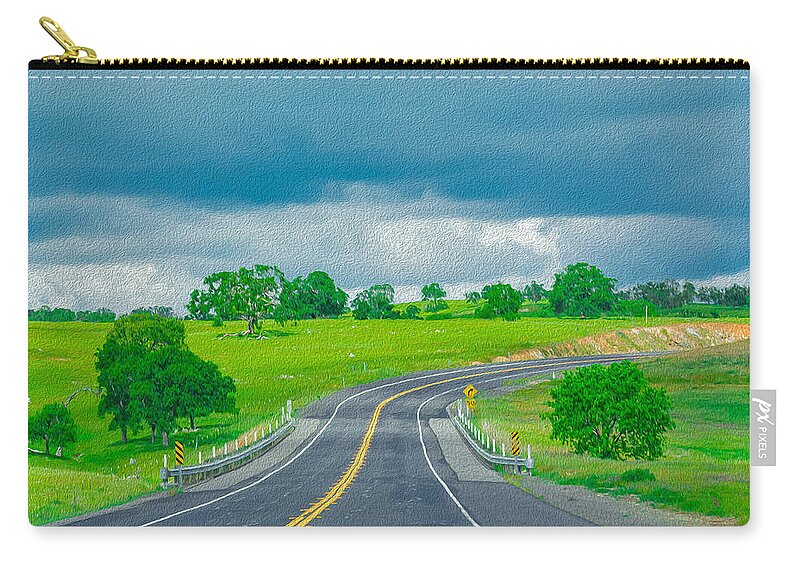 Natural Cloudy Day Road Landscape - Zip Pouch
