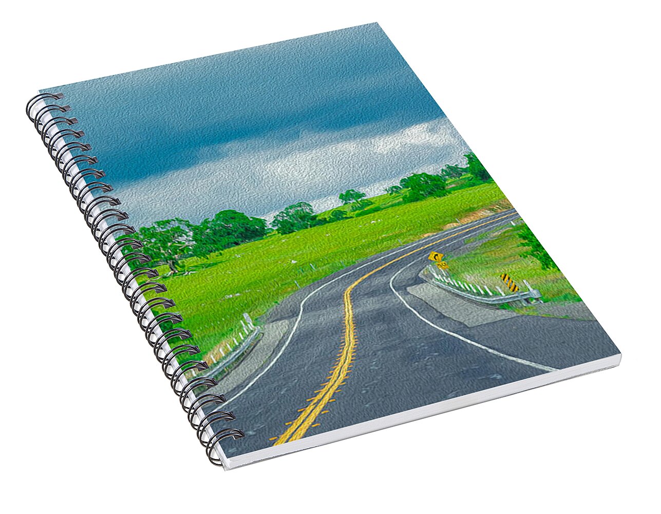Natural Cloudy Day Road Landscape - Spiral Notebook