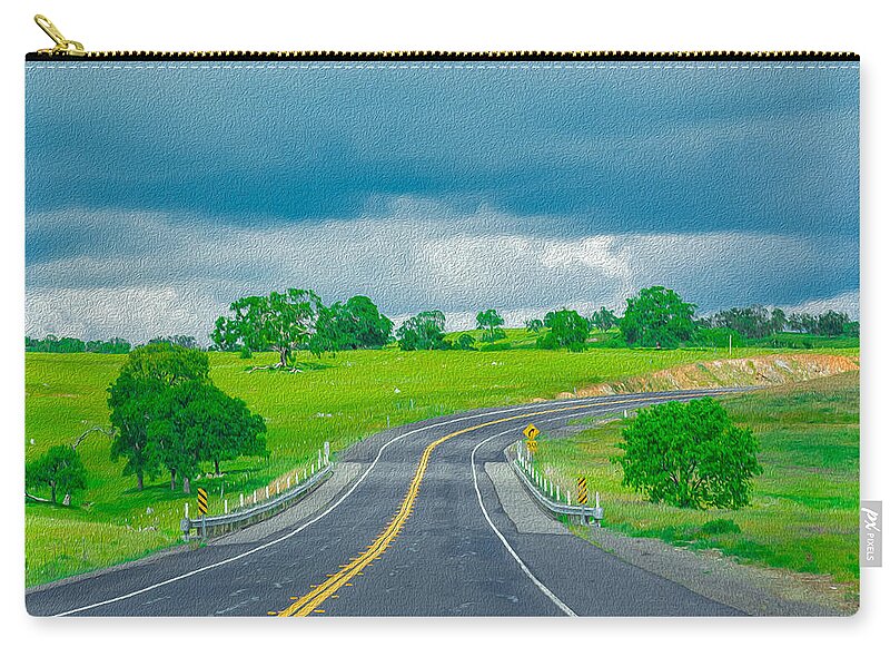 Natural Cloudy Day Road Landscape - Zip Pouch