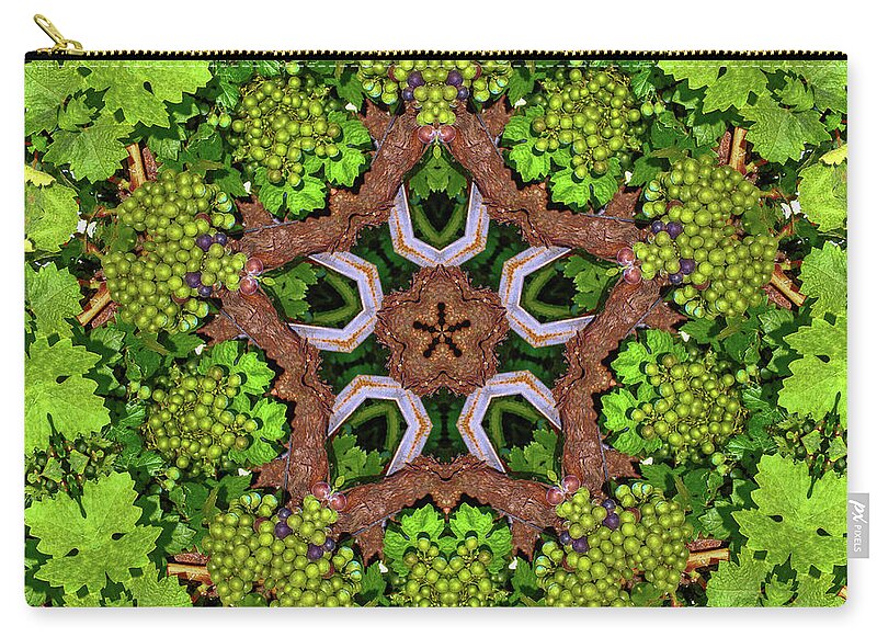 Natural Green Grapes Star Mandala - Zip Pouch