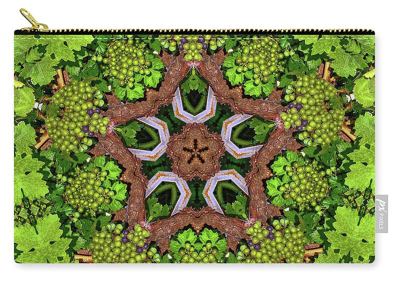 Natural Green Grapes Star Mandala - Zip Pouch