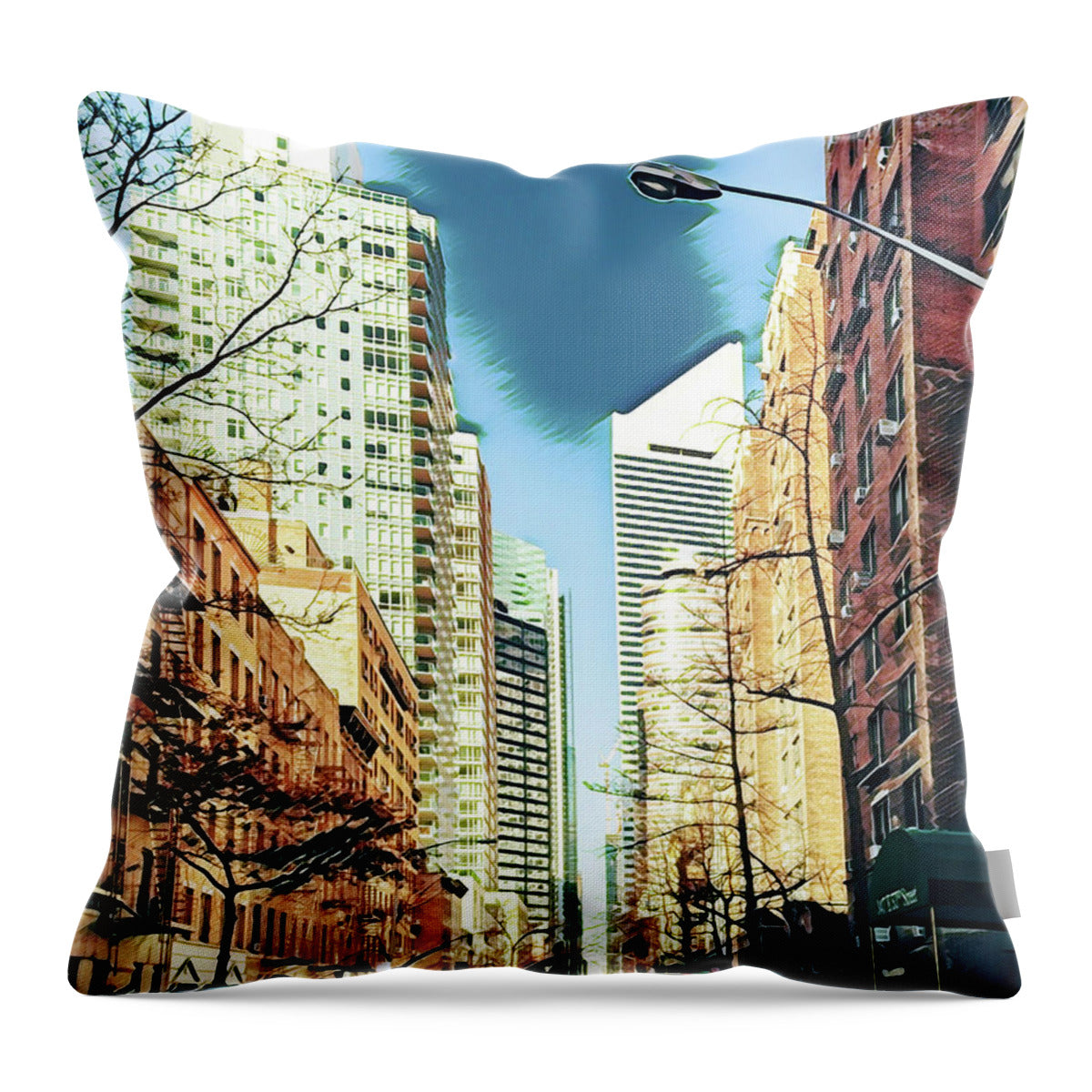NYC Streets Textured Art - Throw Pillow