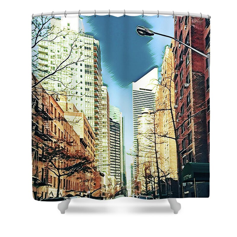 NYC Streets Textured Art - Shower Curtain