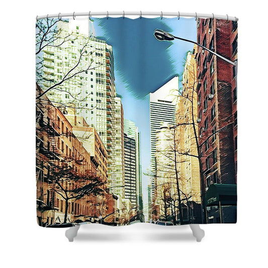 NYC Streets Textured Art - Shower Curtain