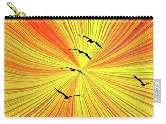 Orange Abstract Background and Birds - Zip Pouch