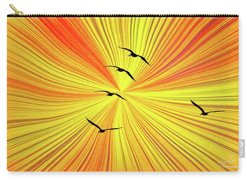 Orange Abstract Background and Birds - Zip Pouch