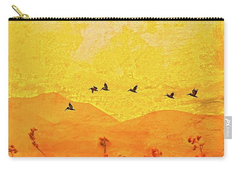 Orange bakcground and flying birds - Zip Pouch