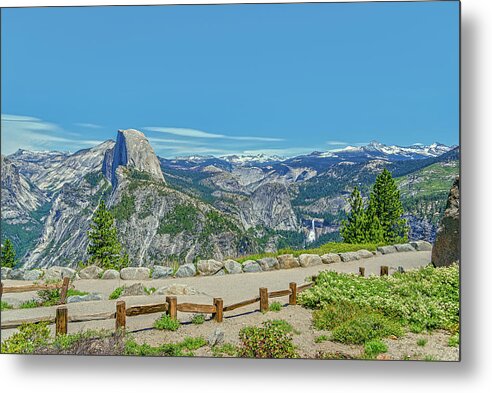 Paradise in California Wonderful Landscape of Half Dome and Waterfall - Metal Print